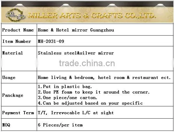 304 Stainless steel modern decorative mirror on sale