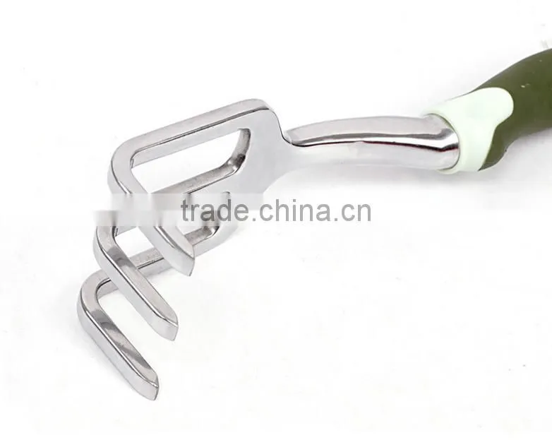 Three teeth mini garden hand metal rake