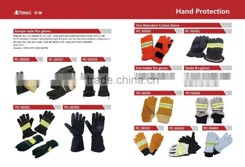china wholesale security leather cowhide industrial hand protected welding cotton heat resistant fireman 3m reflective gloves