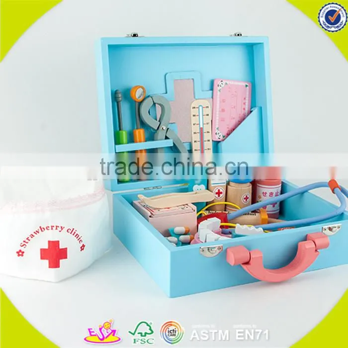wholesale Good sale wooden medical box toy for kids,Pretend play child doctor toy,High quality wooden medical toy W10D012