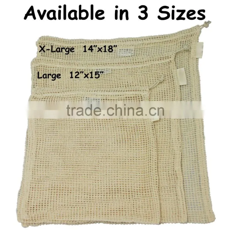 Eco Friendly Organic Cotton Mesh Reusable Produce Bags