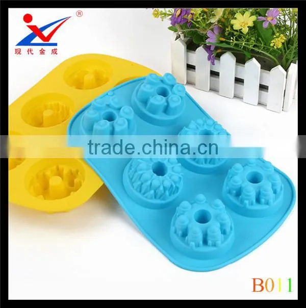 Silicone cake mold SOAP mold chocolate molds six-Castle Cake Pan