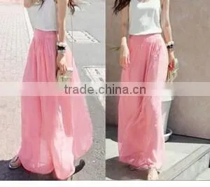 western stylish women's loose chiffon wide leg pants Long trousers