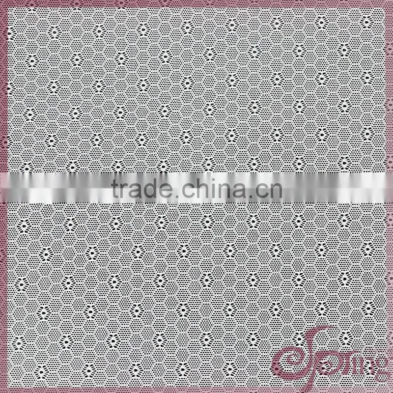 White geometric small flower elastic lace tricot fabric, decorative bridal lace fabrics