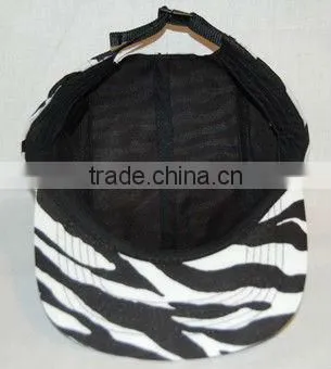 Hot sale custom blank 100% cotton zebra stripe 5 panel cap