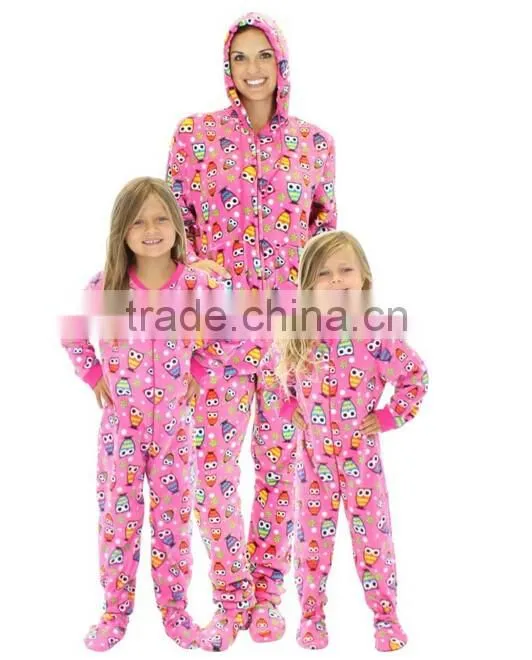 2016 Winter Family Thick Hooded Pajamas With Feet For Adult And Girls