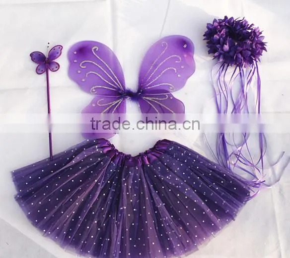 Halloween 4pcs Bithday fairy girls fancy princess dress up costume set