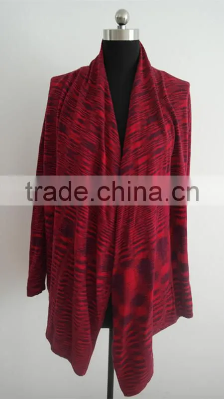 2014 Fashion ladies long sleeve 100%cotton space dye poncho cardigan