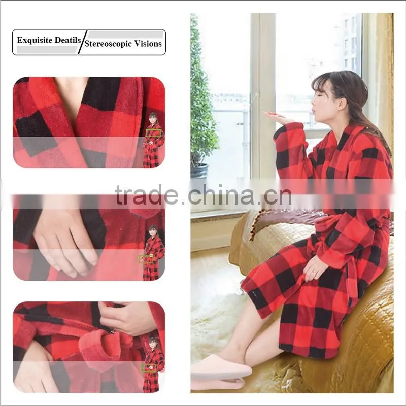 Top quality hotel bathrobes uk for sale, Woman clothing fluffy coral fleece bathrobe