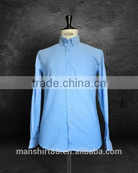 2017 new design cotton light blue button down oxford dress shirt for men