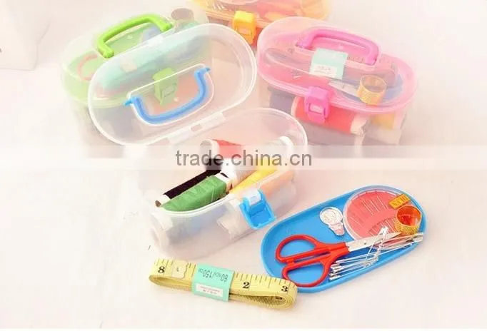New Arrival Portable Mini Travel PP Sewing Box With Color Needle Threads Sewing Kits Sewing Set DIY Home Tools