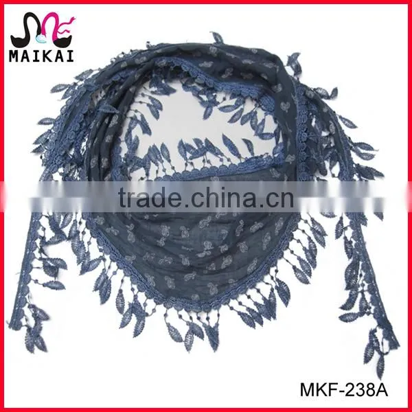 Latest new fashion small neck lace scarf factory china