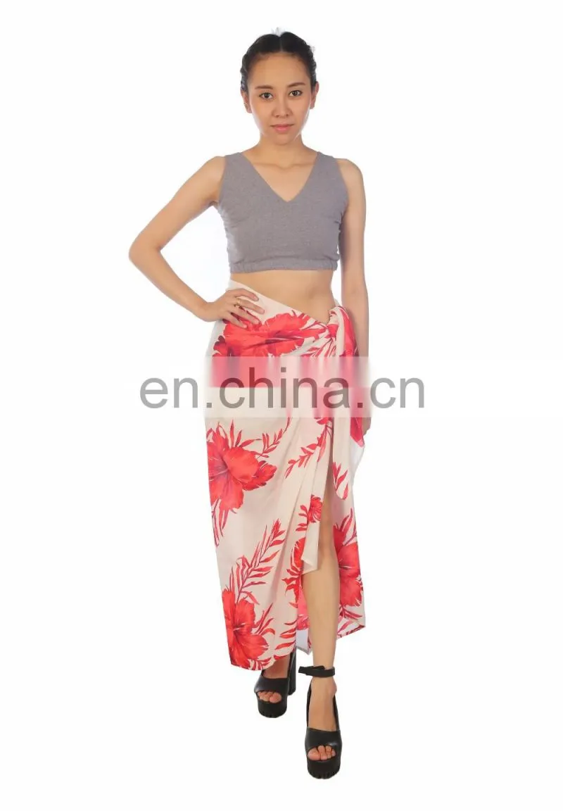 Lofbaz Women's Beach Pareo Sarong Fringeless Wrap Dress Rayon Sexy Cover-up Swimwear Summer