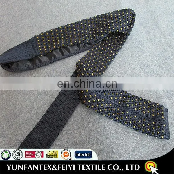 2015 latest fashion Wholesale Fashion Men Skinny navy yellow Two Sided Solid Silk Knit Neck Tie