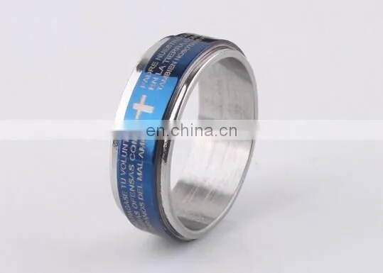 HOT Unisex Titanium Stainless Steel Bible Lord's Prayer Cross Band Ring