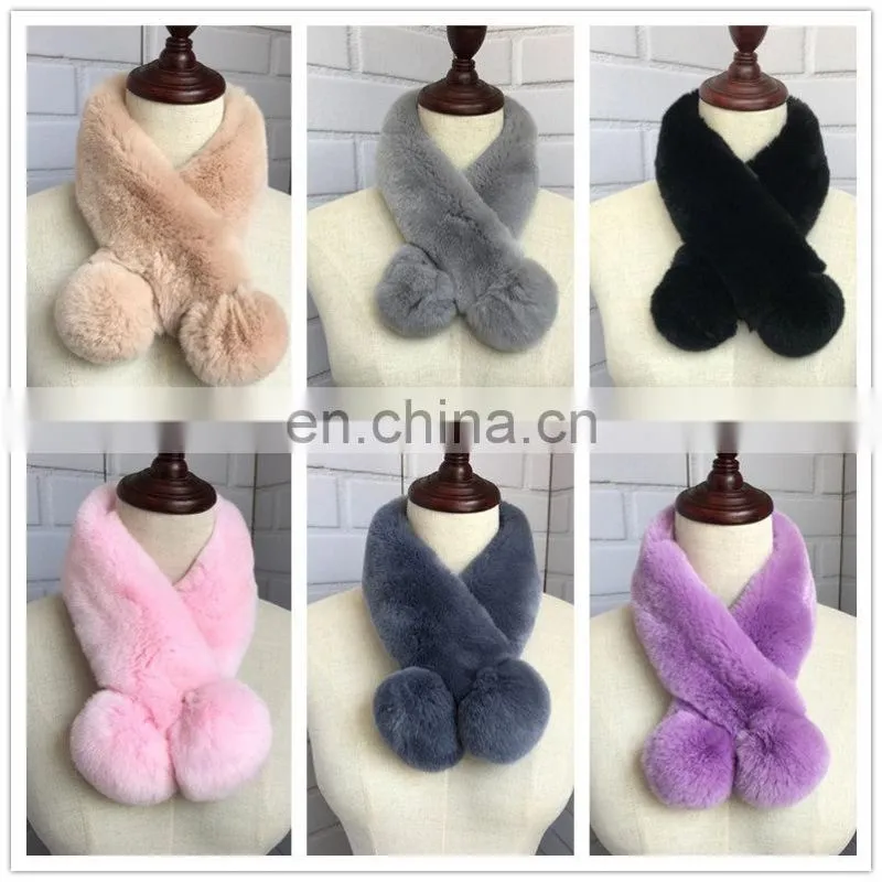 2017 New Design Real Rabbit Fur Crochet Scarf Fashion Ladies Fur Winter Scarf