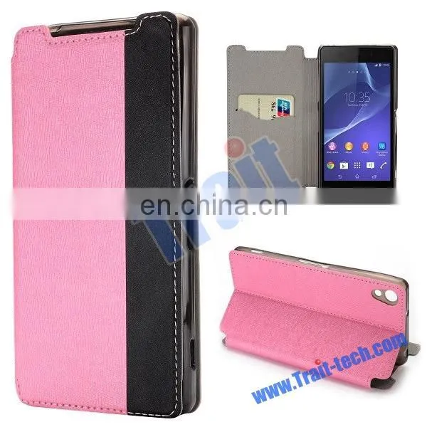 Noble Cross Pattern Flip Stand Waterproof Case for Sony Xperia Z Z2 D6502 D6503 D6543 with Card Slot