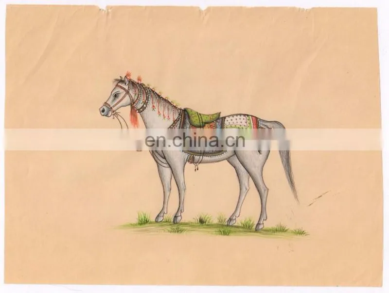 Indian Miniature Art Painting Royal Animal Wall Decor Original Water Color Paper Painting