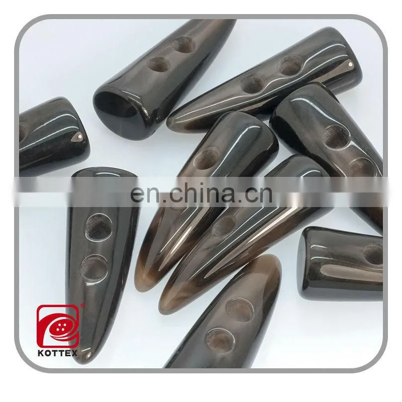 2-hole resin/poly imitation horn toggle buttons for coat,coat toggle button