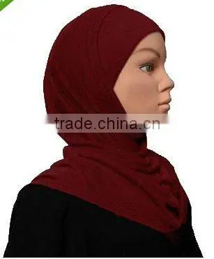 A446 Clearance Maroon SOLID COLOR TWO PIECES COTTON ISLAM HEADWEAR,MUSLIM HIJAB
