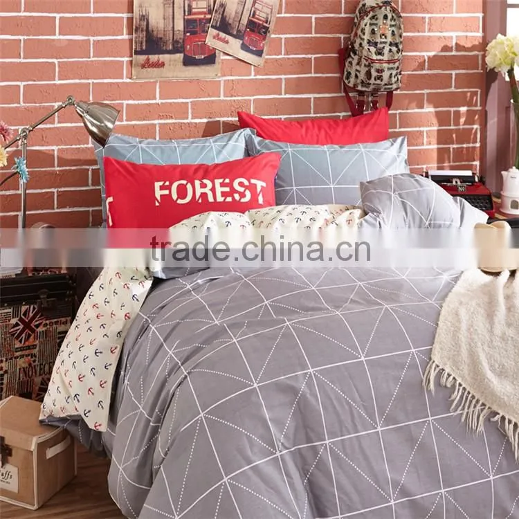 Fashion white color cotton bedsheet set anchor printed 4 pcs queen size kids bedding set