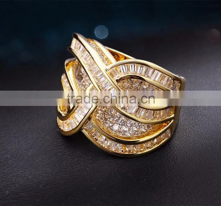 New Product 2017 Unique Jewelry Design 3D Look Zircon Channel Set Deluxe Lady Ring