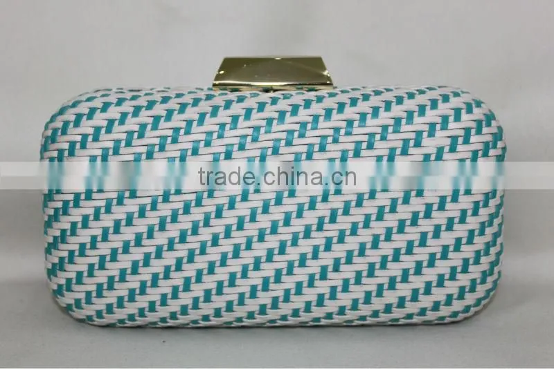 2014 High Quality New Arrival colorful knit evening bag satin clutch bag