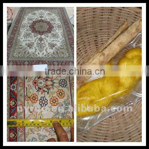 hand tufting silk on wool antique persian style double knots silk white carpet
