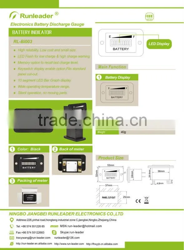 Digital LED State Battery Charge Indicator 12V&24V,24V,36V,48V,72V WHOLESALE