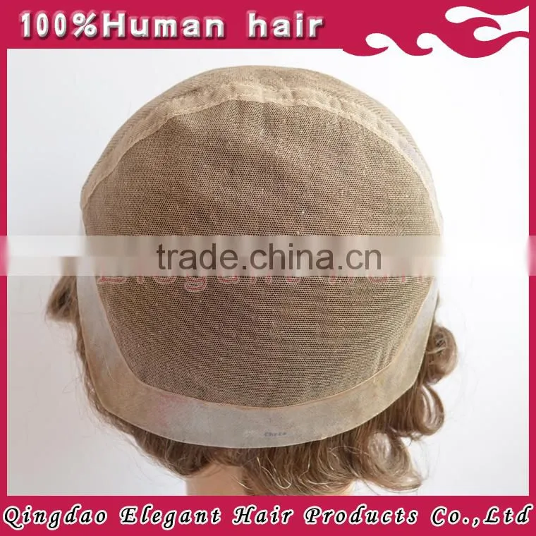 Grade 8a virgin brazilian hair wavy brown hair full lace men human hair wig with pu around