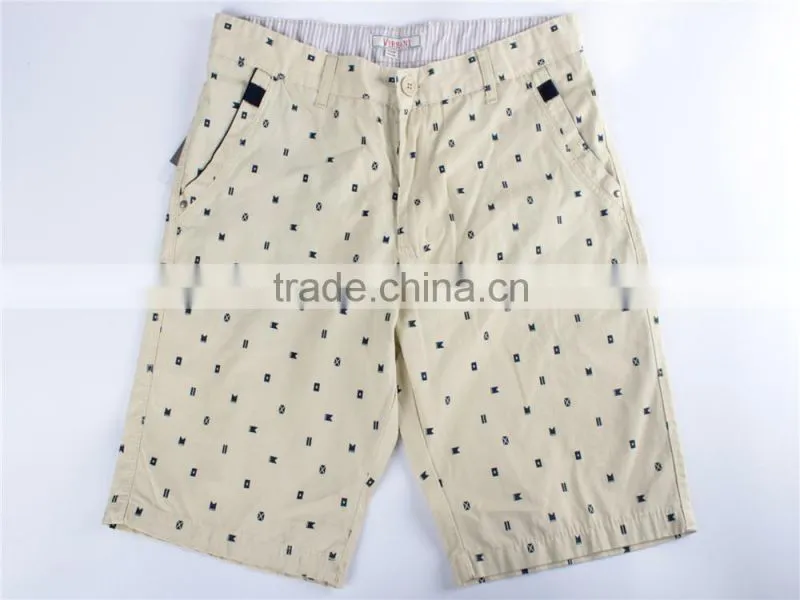 Mens cheap 100%cotton garment stocklot in China printed shorts