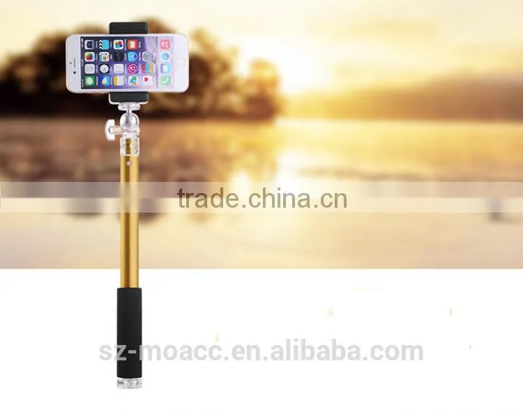Crystal interface aluminum selfie stick with bluetooth shutter button