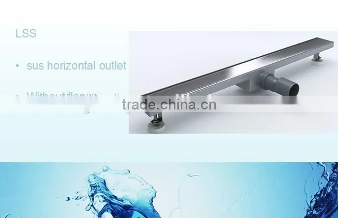 linear stainles steel shower drain with vertical outlet