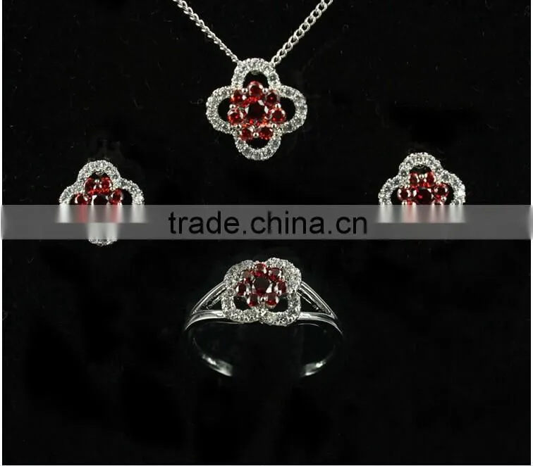 2014 Alibaba Bridal wedding jewelry necklace set diamond ruby jewelry set