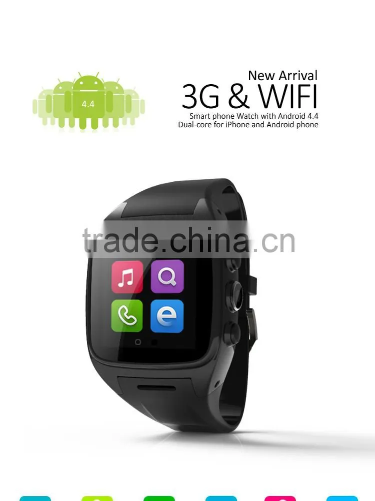 G-sensor E-Compass Gyroscope 1.54 inch 3G WIFI bt 4.0 MTK watch