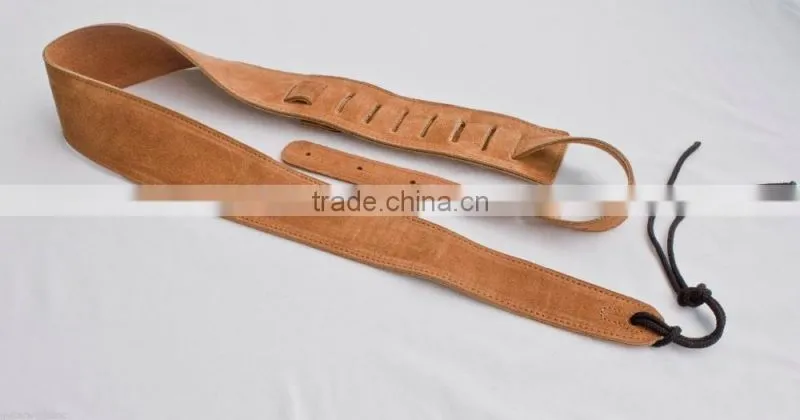 Guitar strap soft tan suede leather for acoustic&electric