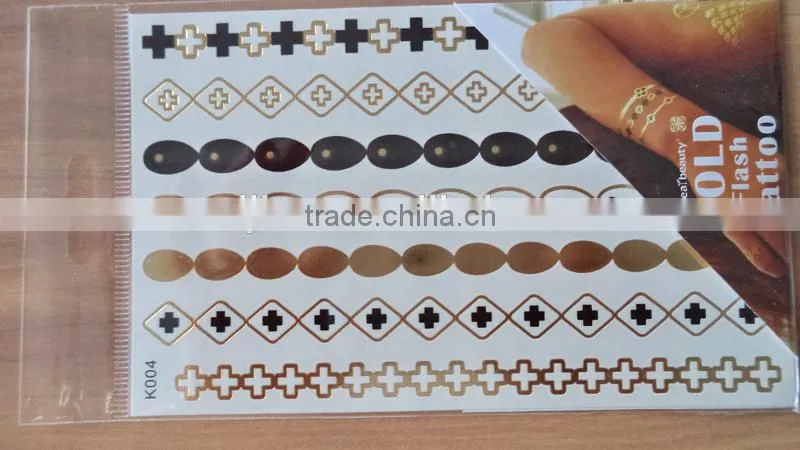 K Flash Tattoos Newest Temporary gold silver tattoos 12 designs 9*15 CM