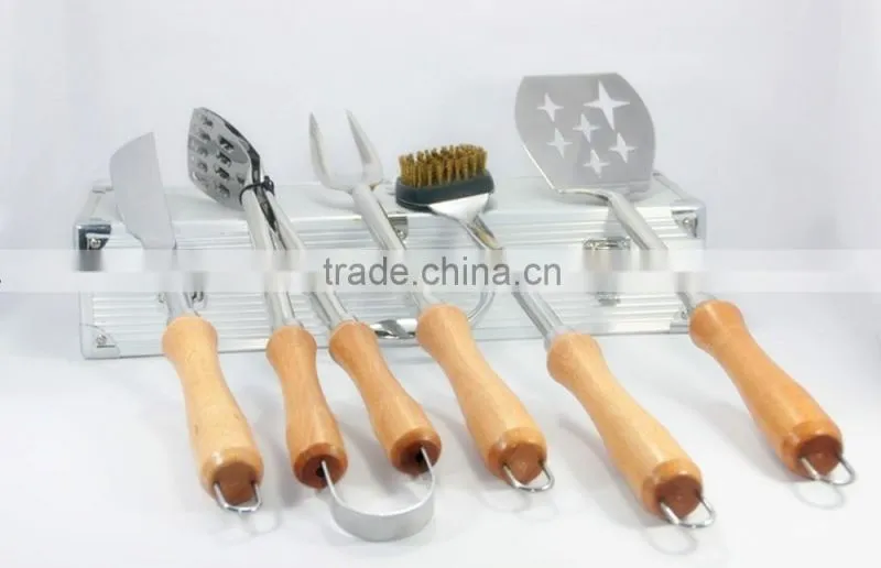 JBT-LT218 5Pcs BBQ Tools Set With Beech Wood Handle