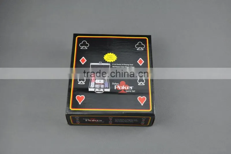 2 Full Decs of Playing Card 100pcs Color Wager Chips Plastic Poker Chips Set For Casino