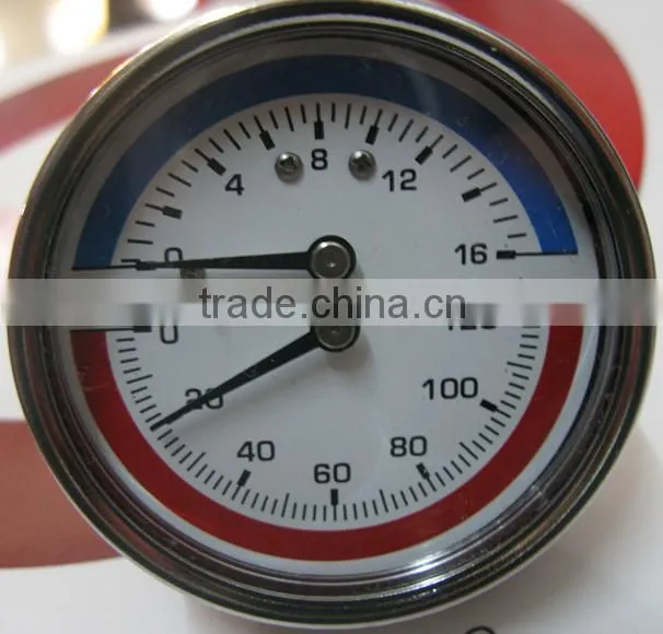 Floor heating water pressure temperature gauge