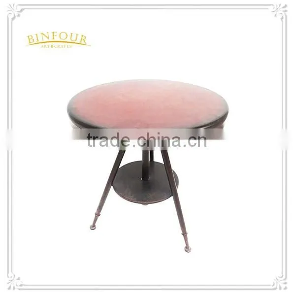 Euro style metal base classic round wooden coffee table