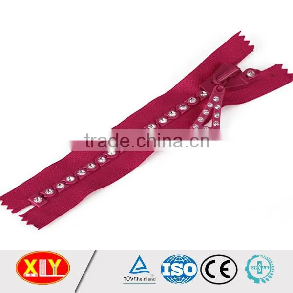 zipper factory shiny rhinestone teeth zipper for jacket
