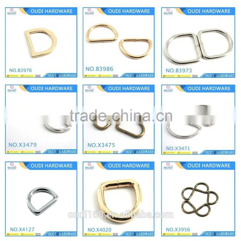 New design metal d ring shoe accessories light gold metal shoe buckles