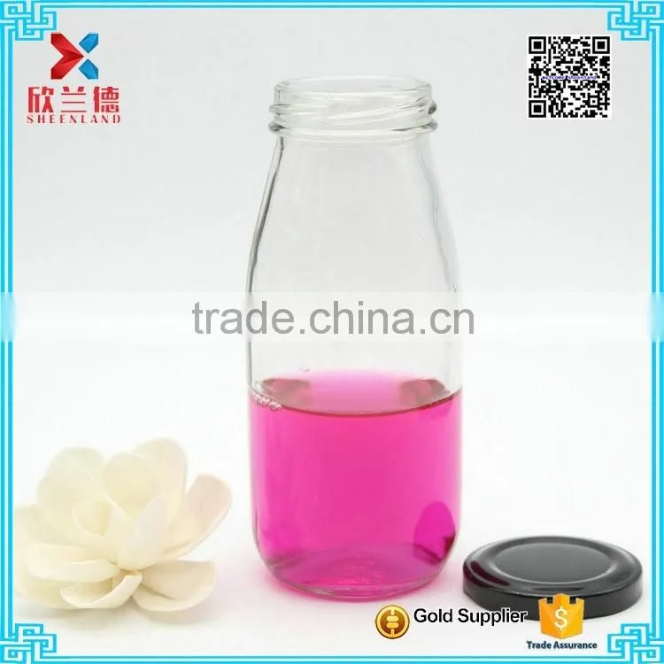 hot sale glass milk drinking bottle with metal tin lid wholesale