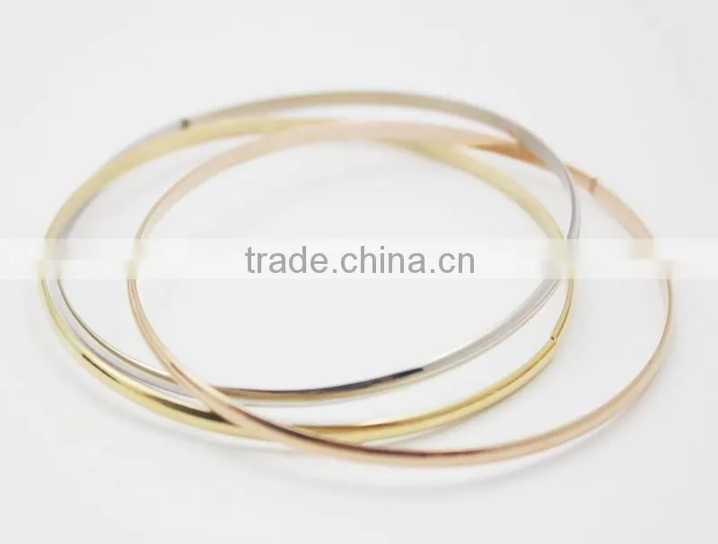 3 Color Smooth Fashion Wedding Bangle 3pcs/set Silver Gold and rose gold Plated Simple Wiring Bracelet Wristband Wire Bangles