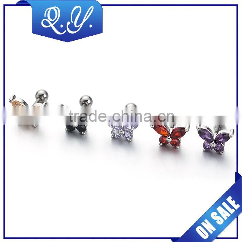Free Sample Fancy Body Piercing Jewelry Pure Zircon Knot Earring China Supply