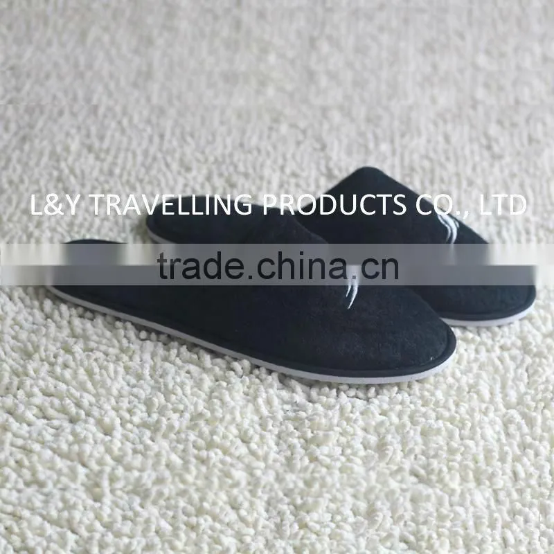 Mens classic grid nap fabric closed toe hotel SPA indoor Slippers