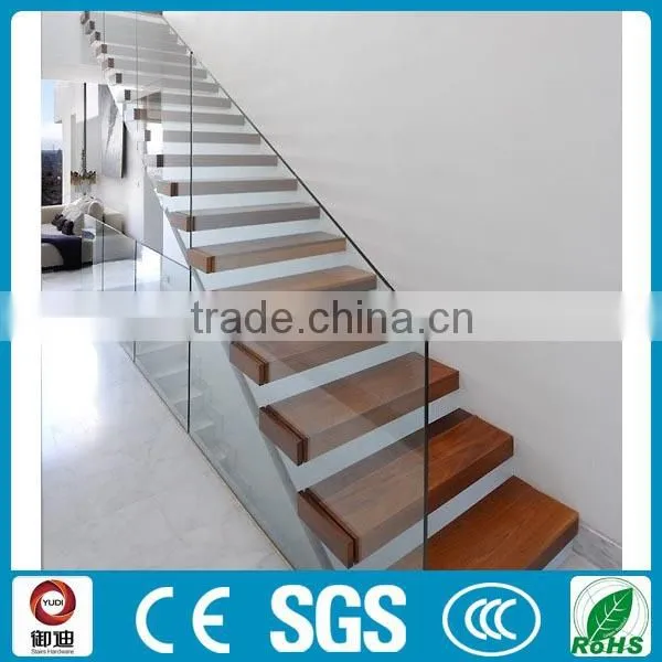 DIY internal residential floating tempered glass stairs