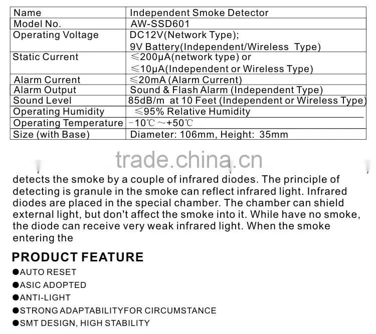 Fire alarm products photoelectric independent Smoke Detector