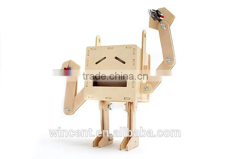 Painting DIY Creative Natural Wooden Robot Tissue Box